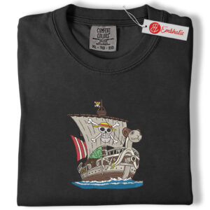 Alternative view of Going Merry Embroidered Shirt, One Piece Shirt, Anime Embroidered Tee, Comfort colors Shirt