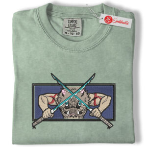 Inosuke Hashibira Embroidered Shirt, Demon Slayer Shirt, Anime Embroidered Tee, Comfort Colors Shirt
