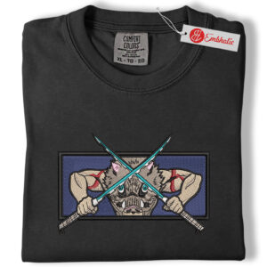 Alternative view of Inosuke Hashibira Embroidered Shirt, Demon Slayer Shirt, Anime Embroidered Tee, Comfort Colors Shirt