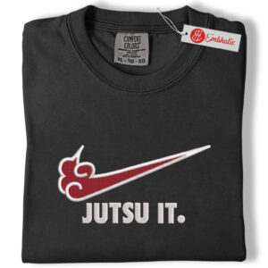 Alternative view of Akatsuki Logo Embroidered Shirt, Naruto Shirt, Anime Embroidered Tee, Comfort colors Shirt