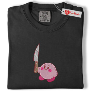 Alternative view of Kirby Embroidered Shirt, Kirby Shirt, Game Embroidered Tee, Comfort colors Shirt