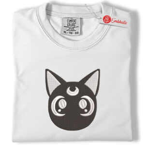 Luna Cat Embroidered Shirt, Sailor Moon Shirt, Anime Embroidered Tee, Comfort colors Shirt