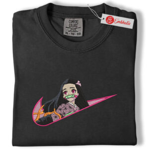 Alternative view of Nezuko Embroidered Shirt, Demon Slayer Shirt, Anime Embroidered Tee, Comfort colors Shirt