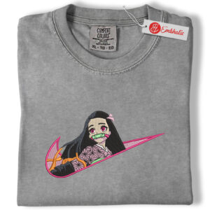 Nezuko Embroidered Shirt, Demon Slayer Shirt, Anime Embroidered Tee, Comfort colors Shirt