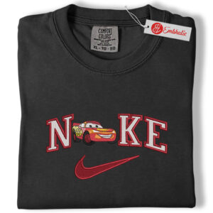 Alternative view of Lightning McQueen Embroidered  Shirt, Cars Shirt, Animated Embroidered Tee, Comfort colors Shirt