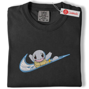 Alternative view of Squirtle Embroidered Shirt, Pokemon Shirt, PKM Shirt, Anime Embroidered Tee, Comfort colors Shirt