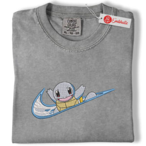 Squirtle Embroidered Shirt, Pokemon Shirt, PKM Shirt, Anime Embroidered Tee, Comfort colors Shirt