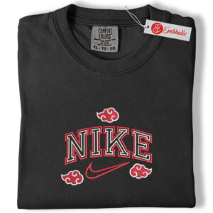 Alternative view of Akatsuki Logo Embroidered Shirt, Naruto Shirt, Anime Embroidered Tee, Comfort colors Shirt