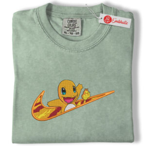 Charmander Embroidered Shirt, Pokemon Shirt, PKM Shirt, Anime Embroidered Tee, Comfort colors Shirt