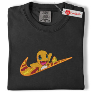 Alternative view of Charmander Embroidered Shirt, Pokemon Shirt, PKM Shirt, Anime Embroidered Tee, Comfort colors Shirt