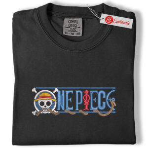 Alternative view of Embroidered Shirt, One Piece Shirt, Anime Embroidered Tee, Comfort colors Shirt