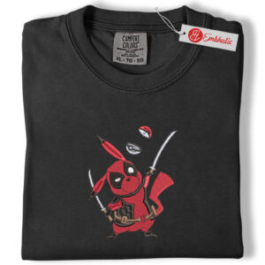 Alternative view of Pikachu Embroidered Shirt, Pokemon Shirt, PKM Shirt, Anime Embroidered Tee, Comfort colors Shirt