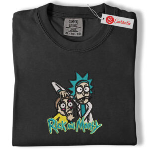 Alternative view of Rick and Morty Embroidered Shirt, Rick and Morty Shirt, Animated Embroidered Tee, Comfort colors Shirt