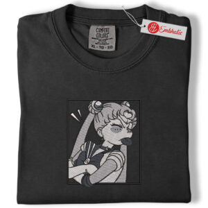 Alternative view of Usagi Tsukino Embroidered Shirt, Sailor Moon Shirt, Anime Embroidered Tee, Comfort Colors Shirt