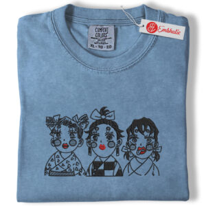 Alternative view of Demon Slayer Embroidered Shirt, Anime Embroidered Tee, Comfort colors Shirt