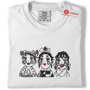 Demon Slayer Embroidered Shirt, Anime Embroidered Tee, Comfort colors Shirt