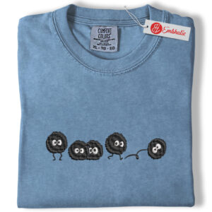 Alternative view of Susuwatari Embroidered Shirt, Studio Ghibli Shirt, Anime Embroidered Tee, Comfort colors Shirt
