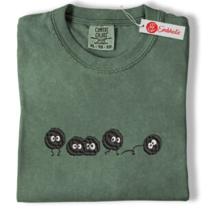 Susuwatari Embroidered Shirt, Studio Ghibli Shirt, Anime Embroidered Tee, Comfort colors Shirt