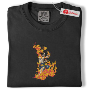 Alternative view of Ace Embroidered Shirt, One Piece Shirt, Anime Embroidered Tee, Comfort colors Shirt