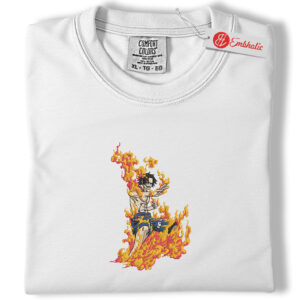 Ace Embroidered Shirt, One Piece Shirt, Anime Embroidered Tee, Comfort colors Shirt