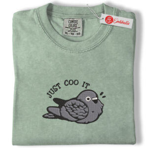 Bird Just Do It Embroidered Shirt, Inspirational Quote Shirt, Minimalist Embroidered Tee, Comfort Colors Shirt