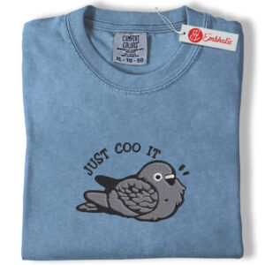 Alternative view of Bird Just Do It Embroidered Shirt, Inspirational Quote Shirt, Minimalist Embroidered Tee, Comfort Colors Shirt
