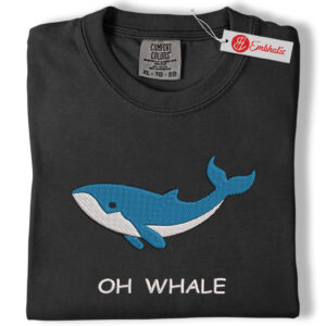 Alternative view of Oh Whale Embroidered Shirt, Cute Funny Summer Shirt, Neurodivergent Shark Shirt, Animated Embroidered Tee, Comfort colors Shirt