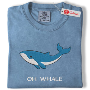 Oh Whale Embroidered Shirt, Cute Funny Summer Shirt, Neurodivergent Shark Shirt, Animated Embroidered Tee, Comfort colors Shirt
