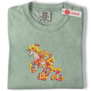 Rapidash Embroidered Shirt, Pokemon Shirt, PKM Shirt, Anime Embroidered Tee, Comfort colors Shirt