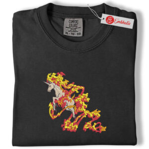 Alternative view of Rapidash Embroidered Shirt, Pokemon Shirt, PKM Shirt, Anime Embroidered Tee, Comfort colors Shirt