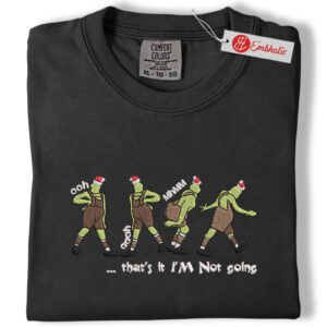 Alternative view of I'm Not Going Embroidered Shirt, Christmas Shirt, Minimalist Christmas Embroidered Tee, Comfort colors Shirt