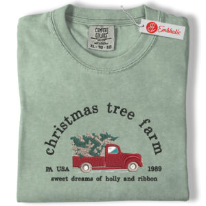 Christmas Tree Farm Embroidered Shirt, Christmas Shirt, Minimalist Christmas Embroidered Tee, Comfort colors Shirt