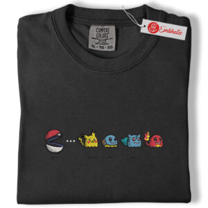 Alternative view of Pikachu Squirtle Bulbasaur Charmander Embroidered Shirt, Pokemon Shirt,  Anime Embroidered Tee, Comfort Colors Shirt