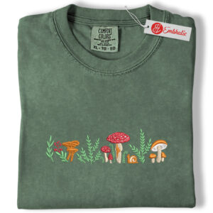Mushroom Embroidered Shirt, Cottagecore Botany Crewneck Shirt, Nature Lover Embroidered Tee, Comfort colors Shirt