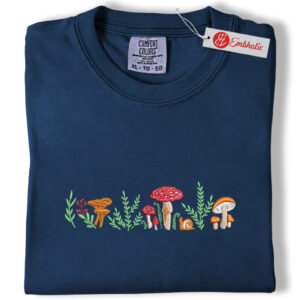 Alternative view of Mushroom Embroidered Shirt, Cottagecore Botany Crewneck Shirt, Nature Lover Embroidered Tee, Comfort colors Shirt