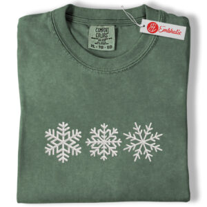 Snowflakes Embroidered Shirt, Cozy Winter Shirt, Minimalist Snowflake Pullover Embroidered Tee, Comfort colors Shirt