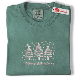 God Is Good Floral Embroidered Shirt, Christmas Shirt, Christmas Embroidered Tee, Comfort colors Shirt