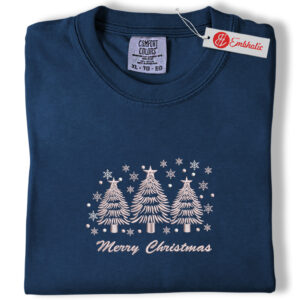 Alternative view of God Is Good Floral Embroidered Shirt, Christmas Shirt, Christmas Embroidered Tee, Comfort colors Shirt