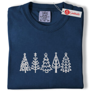 Alternative view of Christmas Tree Embroidered Shirt, Holiday Shirt, Minimalist Embroidered Tee, Comfort Colors Shirt