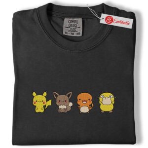 Alternative view of Pikachu & Friends Embroidered Shirt, Pokemon Shirt,  Anime Embroidered Tee, Comfort Colors Shirt