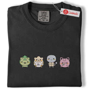 Alternative view of Cute Pokemon Embroidered Shirt, Pokemon Shirt,  Anime Embroidered Tee, Comfort Colors Shirt