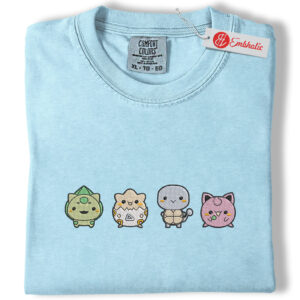 Cute Pokemon Embroidered Shirt, Pokemon Shirt,  Anime Embroidered Tee, Comfort Colors Shirt
