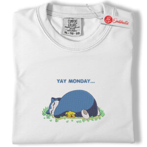 Yay Monday Snorlax & Pikachu Embroidered Shirt,, Pokemon Shirt,  Anime Embroidered Tee, Comfort Colors Shirt