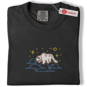 Alternative view of Anime Appa Embroidered Shirt, Flying Bison Cloud Shirt, Anime Embroidered Tee, Comfort colors Shirt