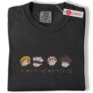 Alternative view of Gojo & Friends Embroidered Shirt, Jujutsu Kaisen Anime Shirt, Anime Embroidered Tee, Comfort Colors Shirt