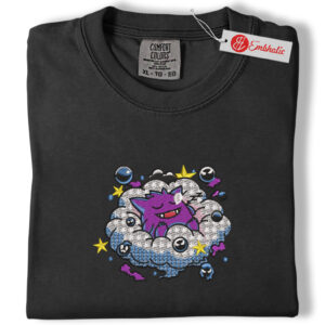 Alternative view of Dreamy Gengar Embroidered Shirt, Pokemon Shirt,  Anime Embroidered Tee, Comfort Colors Shirt