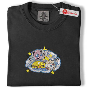 Alternative view of Pikachu Star Cloud Embroidered Shirt, PKM Shirt, Pokemon Shirt,  Anime Embroidered Tee, Comfort Colors Shirt