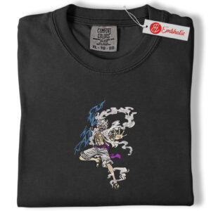 Alternative view of Luffy Gear 5 Embroidered Shirt, One Piece Shirt, Anime Embroidered Tee, Comfort Colors Shirt
