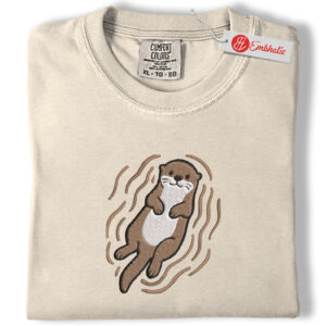 Otter Embroidered Shirt, Animal Lover Shirt, Animated Embroidered Tee, Comfort colors Shirt