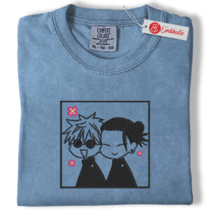 Alternative view of Satoru Gojo vs Suguru Geto Embroidered Shirt , Jujutsu Kaisen Shirt, Anime Embroidered Tee, Comfort colors Shirt